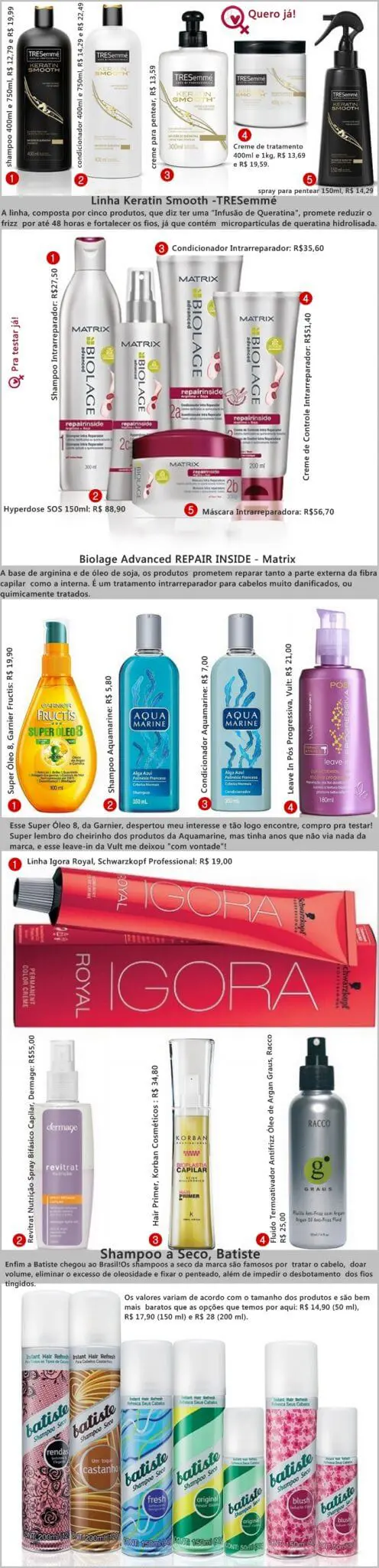 shamboo a seco batiste, óleo super 8 Garnier, TRESEmmé