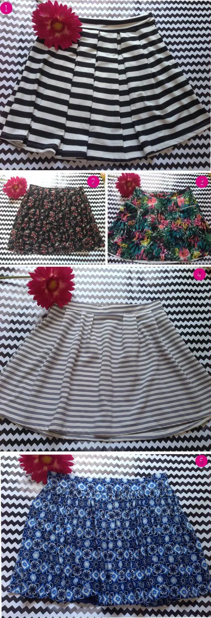 O Achados de Fast Fashion dessa semana é um pouco diferente: ao invés de mostrar peças que achei em lojas virtuais, vou mostrar meus achadinhos recentes na Marisa, na Renner e na Riachuelo.  Semana passada estava em Conquista e jurei que não iria comprar nada, até porque comprei algumas coisas pela internet e nem recebi ainda, mas, gente, essas lojas têm vozes que chamam a gente, não é possível! hahaha  E como estava precisando de roupas pra ficar em casa trabalhando, porque essa história de passar o dia de pijama me acaba rs, e também querendo umas sainhas pro verão, foquei nisso e achei algumas coisas bem legais. Não vou conseguir mostrar tudo aqui, só o que achei mais "interessante" mesmo, mas mostrei tudo no Snap (Jurovalendo, segue lá!), tá?  Saias    Pra começar, as sainhas, que eu adoro! Na Marisa foi onde achei uma variedade maior, com a vantagem de que quase todas tinham elástico na cintura, não eram super curtas e iam abrindo, formando um "A". Acabei comprando quatro sainhas lá e uma na Renner.  1. Amei essa saia e já usei 2 vezes desde que cheguei, porque eu sou dessas! rs O tecido dela é um pouco mais pesado, ela tem pregas e listras horizontais, o que me deixa mais redondinha, mas nem ligo, porque ó, amei a saia e é isso que importa! Paguei R$ e tem na loja virtual (compre aqui).  2. O tecido dessa parece uma rendinha e ela é bem leve e fresca, ótimaaa pra trabalhar nos dias quentes de verão! Comprei na Marisa por R$  3. Essa é da Marisa e não fiquei fã do tecido, mas o caimento dela é bem legal e vai servir direitinho pra trabalhar em casa, pra ir na farmácia, no mercado, essas coisas. Paguei R$  4. E o tanto que essa saia é fofa, gente? Achei o custo-benefício bem bom, adoro que tem listras (poderiam ser verticais, né?rs) e ela "arma" um pouco, mas tenho certeza que vou usar bastante! Paguei R$ lá na Marisa!  5. Essa eu comprei na Renner e foi a única que não deixou meu bumbum, de 1,16cm, de fora! hahaha Sério, acho a "forma" da Renner pequena, mas a saia é uma graça, bem basiquinha e tenho certeza que vou usar muito! Custou R$   Vestidos  Achei poucos vestidos, quase todos bem "dia a dia" mesmo, e só um mais "arrumadinho". O listradinho (nº1) fica a coisa mais fofa do mundo no corpo e tem um decote bem lindinho nas costas (amo!). Ele é de uma malha bem leve e custou R$ lá na Renner.  O nº 2 foi um achado e tanto na Riachuelo, porque adoro esse tipo de vestido que marca a cintura e "abre" dali pra baixo, sabe? Fora que o tecido é uma graça e a cor é bem básica. Ele custou R$ e o cintinho é da Renner.  O nº 3 é super básico e comprei pra trabalhar em casa mesmo, sabe? É levinho, fresco e fofo, ou seja, perfeito pro que eu precisava! rs Paguei R$ lá na Renner.  O nº 4 achei na Marisa e segue a mesma lógica do 3: comprei pra trabalhar em casa! Custou R$ e o cinto é da Riachuelo.  Outras Coisinhas  Amo tops de renda e adorei esse da Renner, que custou R$,  por causa do formato das costas. E adoro também essas blusas com elástico no ombro, tipo ciganinha, e bem soltinhas pra usar na praia, e essa azul foi uma das poucas que achei, uma pena! Custou R$ lá na Renner.  E foram da Renner também as duas roupinhas de dormir que comprei: uma com um shortinho lindo (R$) e outra com a Frida de brincos vermelhos (R$).   Também comprei 3 camisetas básicas, e se tivesse de mais cores teria comprado de todas, porque adorei a malha! São da Marisa e custam R$17,90.  Acessórios  Esses acessórios achei numa lojinha lá em Conquista e nada custou mais de R$5,00! Já tratei de colocar o spray que conserva as bijus (veja nesse post aqui) e quero ver quanto tempo elas vão durar! Ah, o nome da loja é "Irecê Bijuterias", e ela fica perto da Marisa.  Já os óculos são da Riachuelo e, gente, nunca na vida imaginei que usaria um troço espelhado desse, mas gostei a acabei trazendo. Paguei R$.