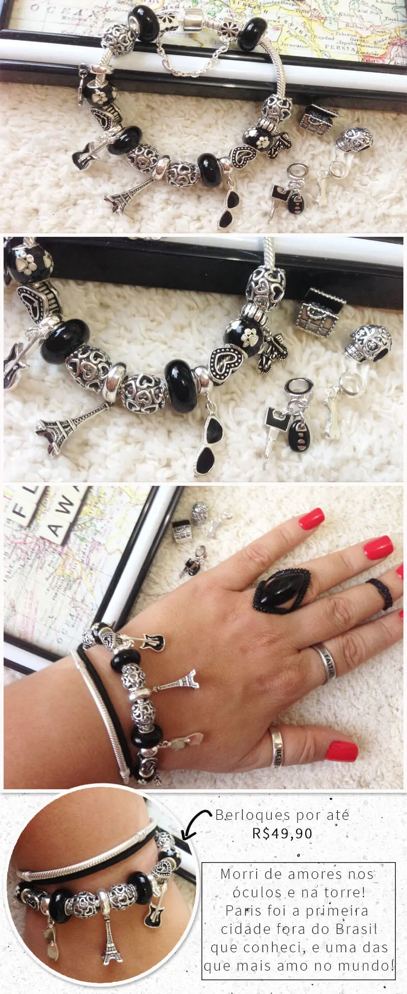 pulseira de berloque amo berloque juro valendo