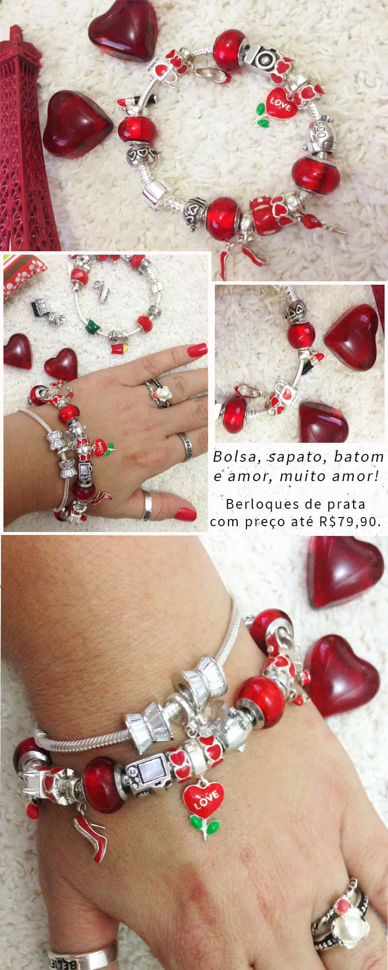 pulseira de berloque amo berloque juro valendo