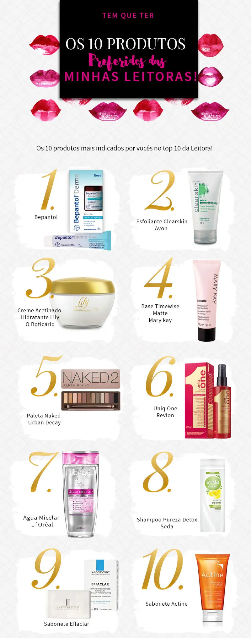 10 produtos preferidos das minhas leitoras