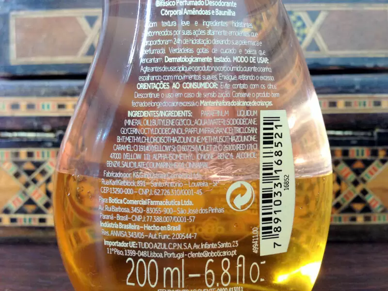 Óleo Bifásico Perfumado Amêndoas e Baunilha