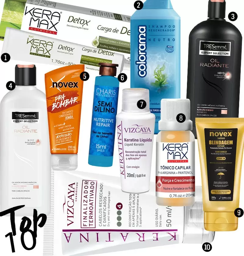 10 produtos de cabelo por até R$15,00