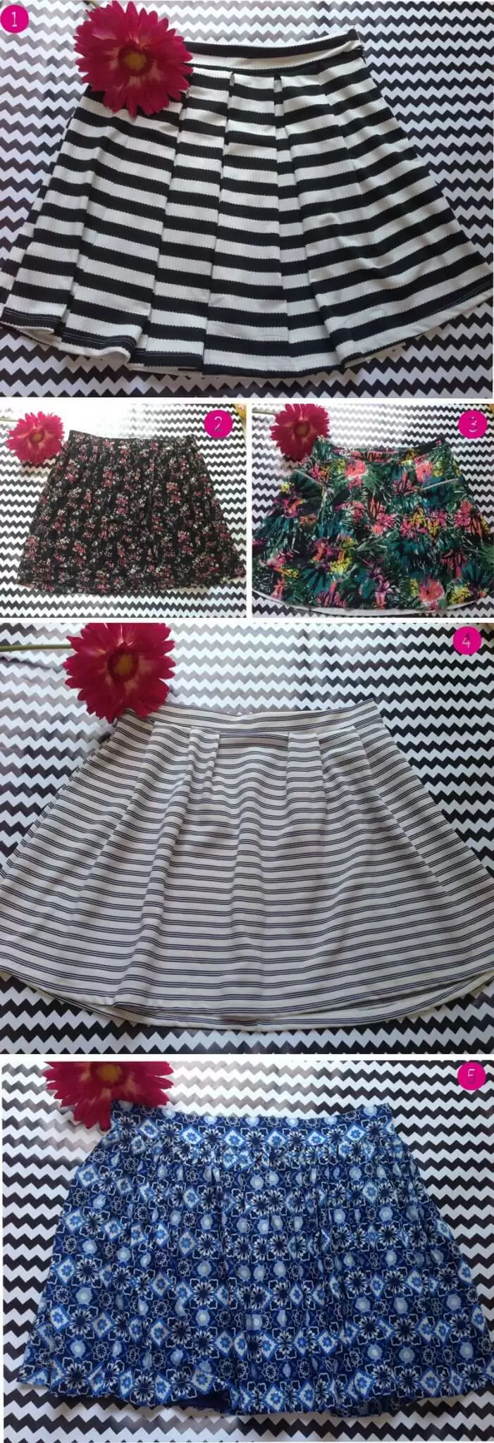 O Achados de Fast Fashion dessa semana é um pouco diferente: ao invés de mostrar peças que achei em lojas virtuais, vou mostrar meus achadinhos recentes na Marisa, na Renner e na Riachuelo.  Semana passada estava em Conquista e jurei que não iria comprar nada, até porque comprei algumas coisas pela internet e nem recebi ainda, mas, gente, essas lojas têm vozes que chamam a gente, não é possível! hahaha  E como estava precisando de roupas pra ficar em casa trabalhando, porque essa história de passar o dia de pijama me acaba rs, e também querendo umas sainhas pro verão, foquei nisso e achei algumas coisas bem legais. Não vou conseguir mostrar tudo aqui, só o que achei mais "interessante" mesmo, mas mostrei tudo no Snap (Jurovalendo, segue lá!), tá?  Saias    Pra começar, as sainhas, que eu adoro! Na Marisa foi onde achei uma variedade maior, com a vantagem de que quase todas tinham elástico na cintura, não eram super curtas e iam abrindo, formando um "A". Acabei comprando quatro sainhas lá e uma na Renner.  1. Amei essa saia e já usei 2 vezes desde que cheguei, porque eu sou dessas! rs O tecido dela é um pouco mais pesado, ela tem pregas e listras horizontais, o que me deixa mais redondinha, mas nem ligo, porque ó, amei a saia e é isso que importa! Paguei R$ e tem na loja virtual (compre aqui).  2. O tecido dessa parece uma rendinha e ela é bem leve e fresca, ótimaaa pra trabalhar nos dias quentes de verão! Comprei na Marisa por R$  3. Essa é da Marisa e não fiquei fã do tecido, mas o caimento dela é bem legal e vai servir direitinho pra trabalhar em casa, pra ir na farmácia, no mercado, essas coisas. Paguei R$  4. E o tanto que essa saia é fofa, gente? Achei o custo-benefício bem bom, adoro que tem listras (poderiam ser verticais, né?rs) e ela "arma" um pouco, mas tenho certeza que vou usar bastante! Paguei R$ lá na Marisa!  5. Essa eu comprei na Renner e foi a única que não deixou meu bumbum, de 1,16cm, de fora! hahaha Sério, acho a "forma" da Renner pequena, mas a saia é uma graça, bem basiquinha e tenho certeza que vou usar muito! Custou R$   Vestidos  Achei poucos vestidos, quase todos bem "dia a dia" mesmo, e só um mais "arrumadinho". O listradinho (nº1) fica a coisa mais fofa do mundo no corpo e tem um decote bem lindinho nas costas (amo!). Ele é de uma malha bem leve e custou R$ lá na Renner.  O nº 2 foi um achado e tanto na Riachuelo, porque adoro esse tipo de vestido que marca a cintura e "abre" dali pra baixo, sabe? Fora que o tecido é uma graça e a cor é bem básica. Ele custou R$ e o cintinho é da Renner.  O nº 3 é super básico e comprei pra trabalhar em casa mesmo, sabe? É levinho, fresco e fofo, ou seja, perfeito pro que eu precisava! rs Paguei R$ lá na Renner.  O nº 4 achei na Marisa e segue a mesma lógica do 3: comprei pra trabalhar em casa! Custou R$ e o cinto é da Riachuelo.  Outras Coisinhas  Amo tops de renda e adorei esse da Renner, que custou R$,  por causa do formato das costas. E adoro também essas blusas com elástico no ombro, tipo ciganinha, e bem soltinhas pra usar na praia, e essa azul foi uma das poucas que achei, uma pena! Custou R$ lá na Renner.  E foram da Renner também as duas roupinhas de dormir que comprei: uma com um shortinho lindo (R$) e outra com a Frida de brincos vermelhos (R$).   Também comprei 3 camisetas básicas, e se tivesse de mais cores teria comprado de todas, porque adorei a malha! São da Marisa e custam R$17,90.  Acessórios  Esses acessórios achei numa lojinha lá em Conquista e nada custou mais de R$5,00! Já tratei de colocar o spray que conserva as bijus (veja nesse post aqui) e quero ver quanto tempo elas vão durar! Ah, o nome da loja é "Irecê Bijuterias", e ela fica perto da Marisa.  Já os óculos são da Riachuelo e, gente, nunca na vida imaginei que usaria um troço espelhado desse, mas gostei a acabei trazendo. Paguei R$.